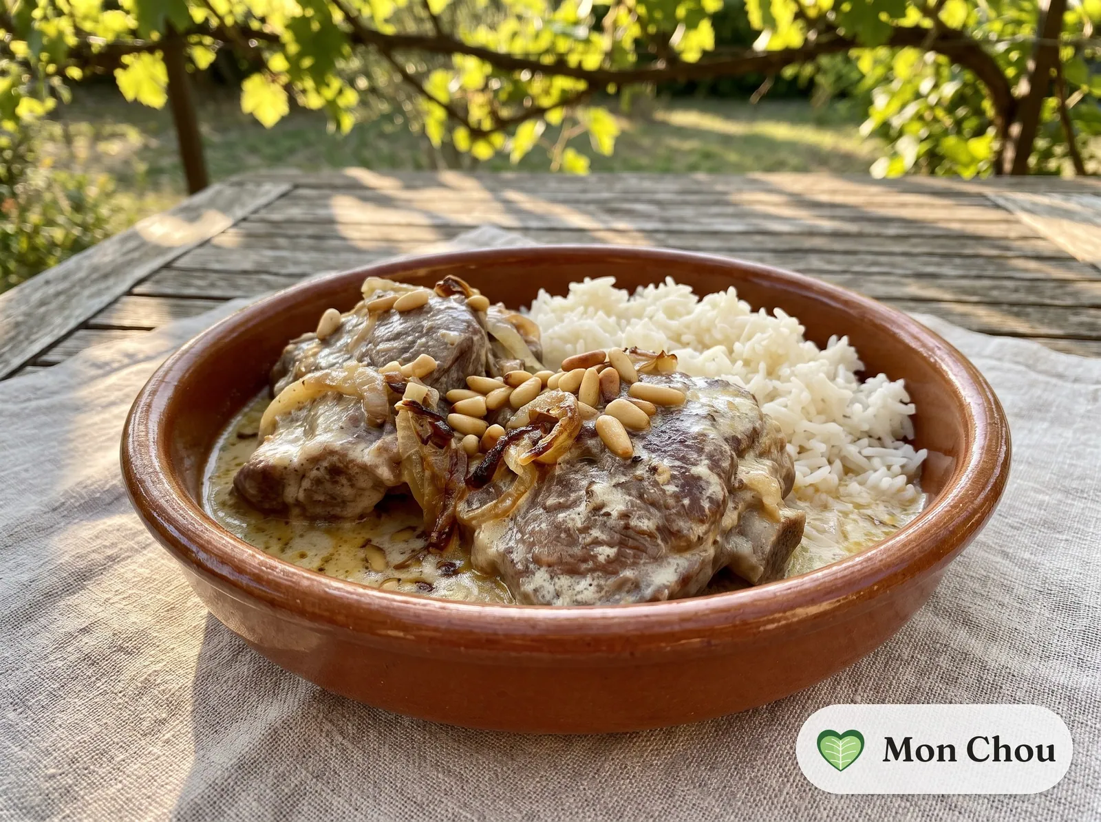 Shakriyeh, Lamm in Joghurtsauce mit Reis