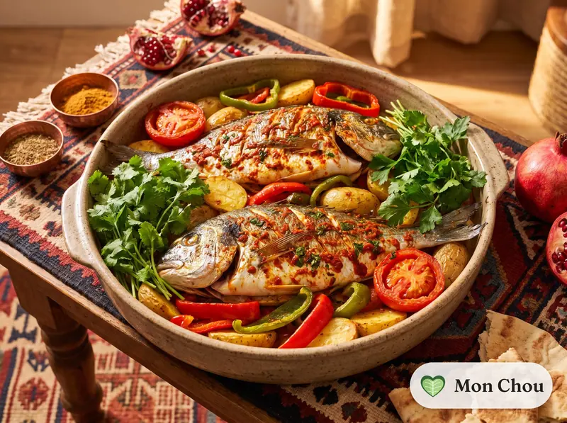 Dorade à la chermoula et pommes de terre au four