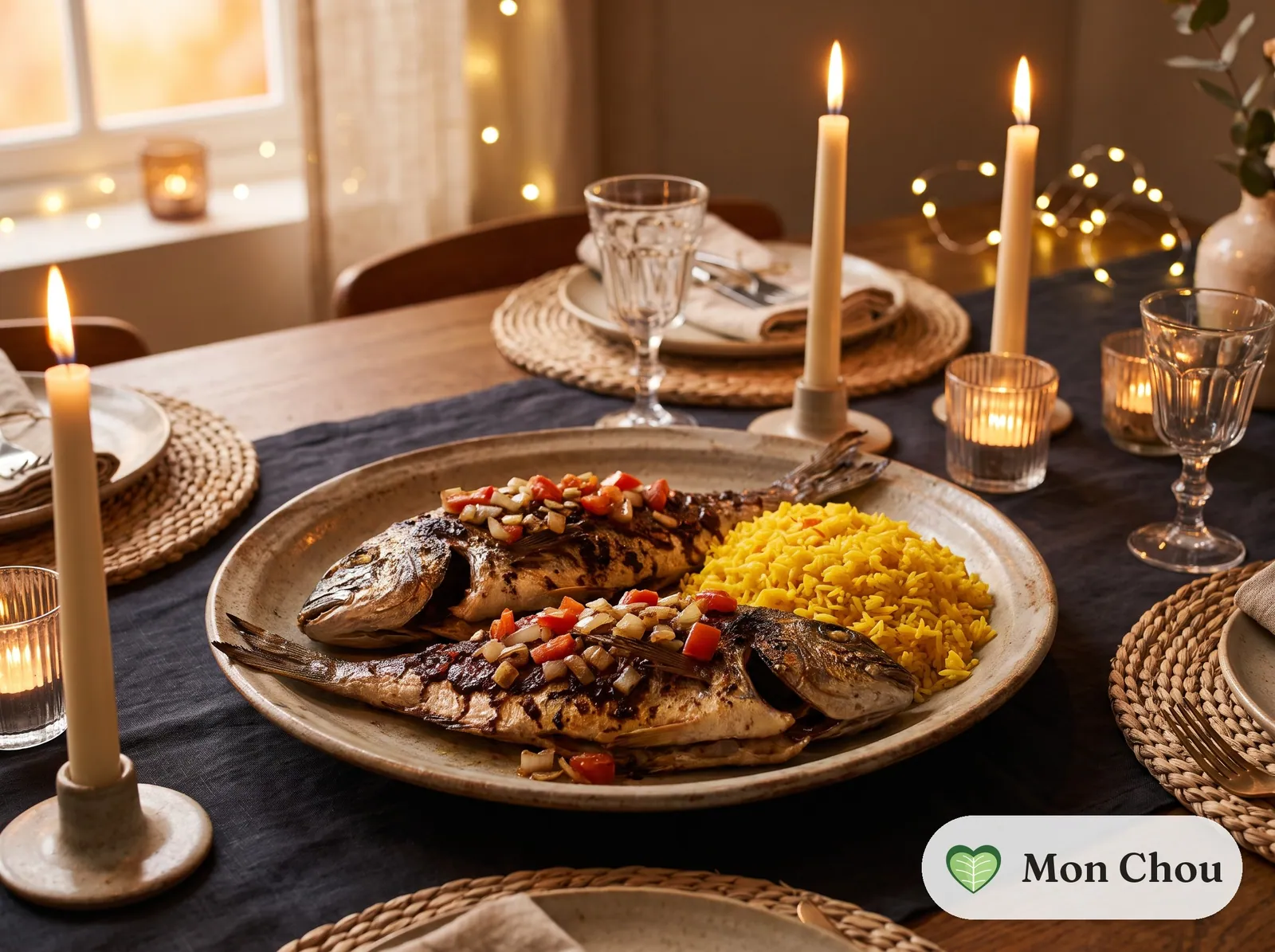 Grilled masgouf fish with rice