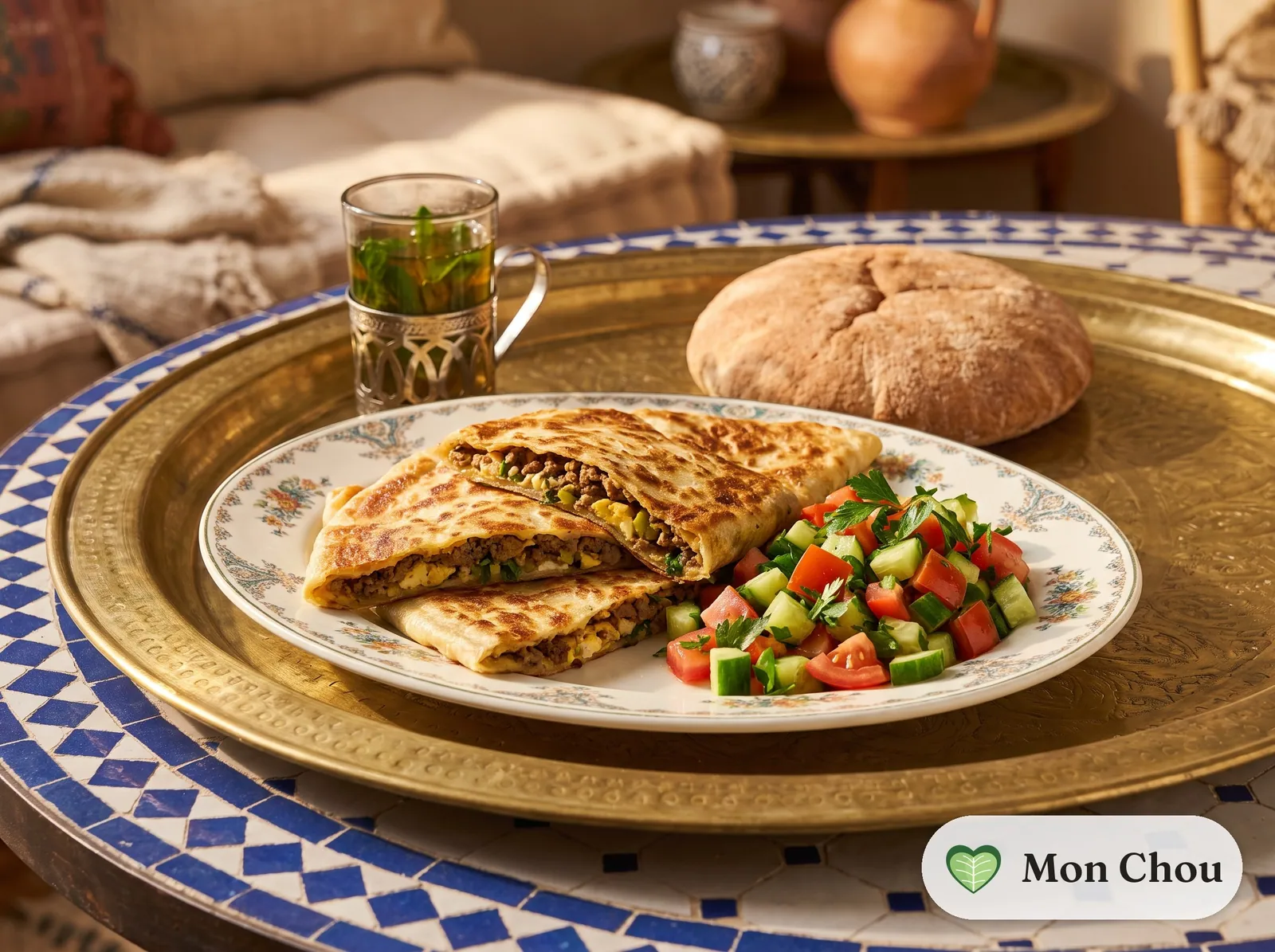 Beef Mutabbaq with Salad