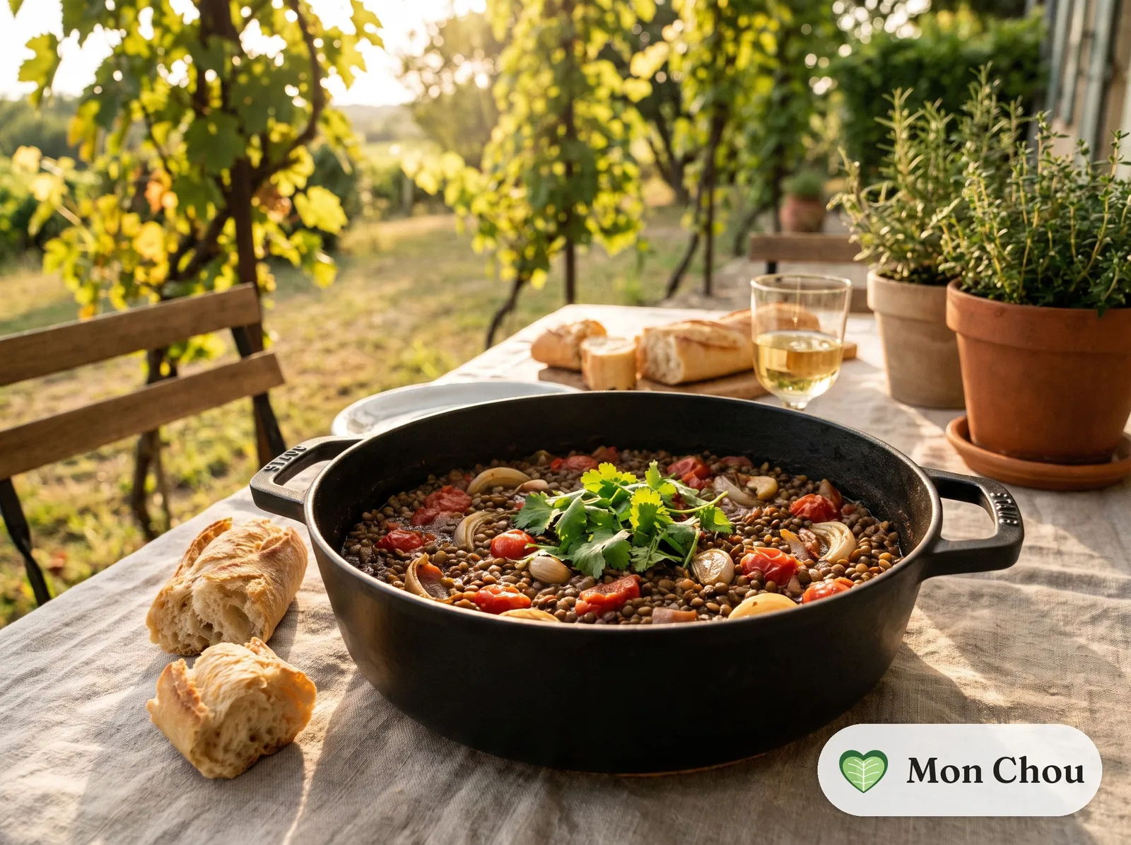 Moroccan lentils with bread