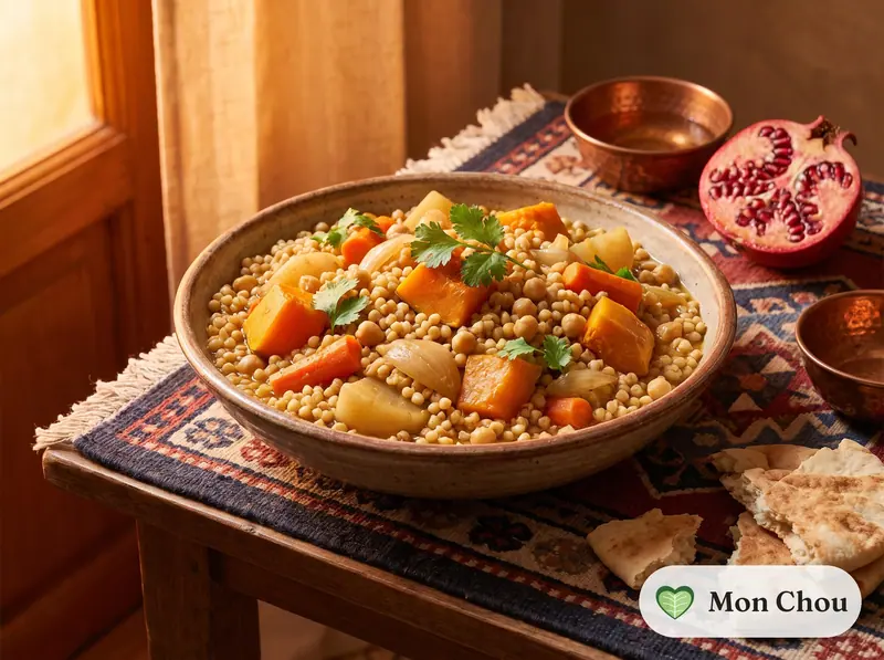 Maftoul aux légumes et pois chiches