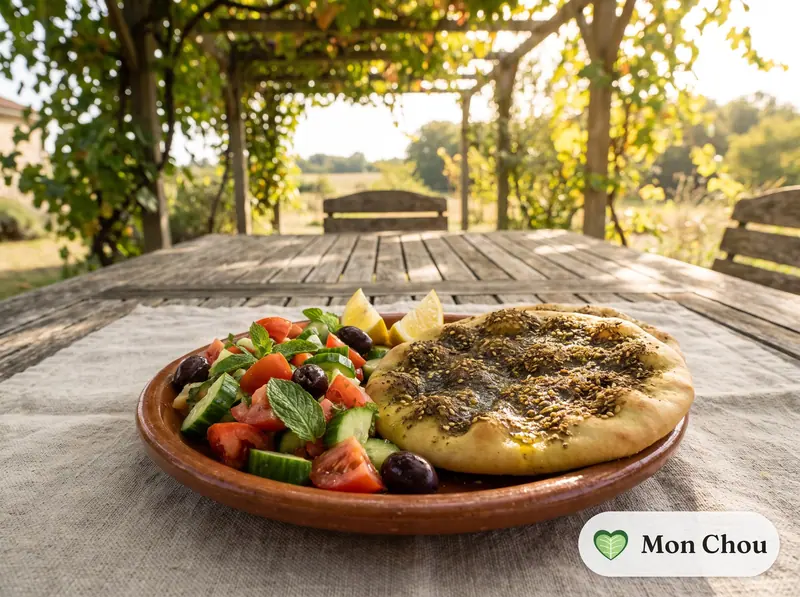 Manakish au zaatar et salade