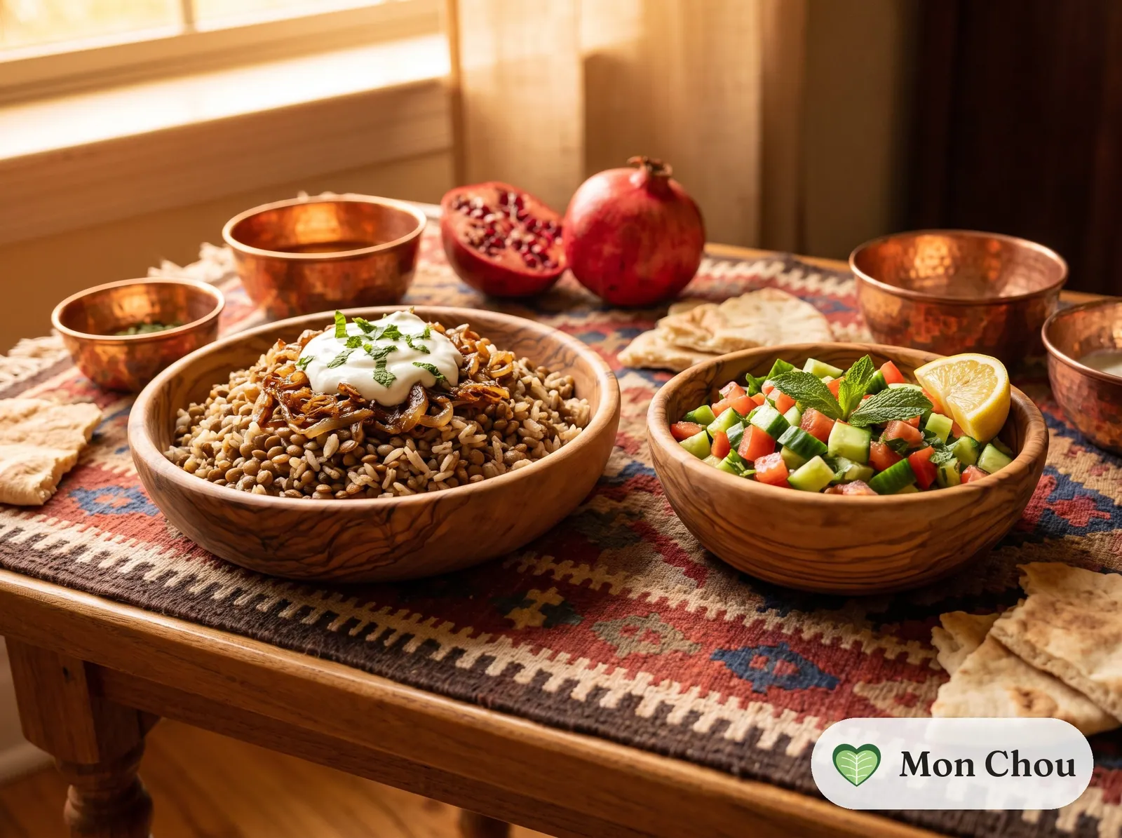 Mujaddara et salade