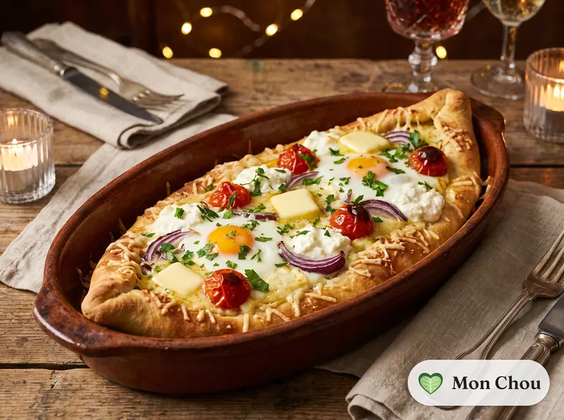 Turkish cheese and egg pide