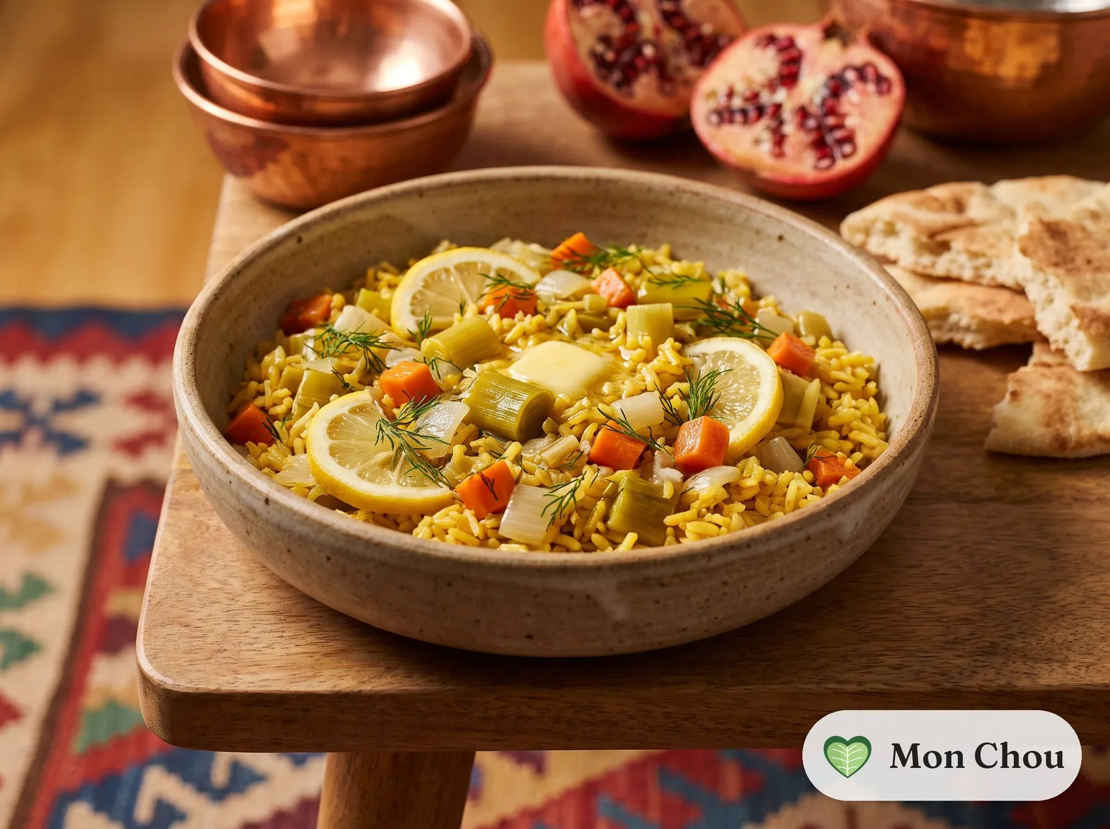 Turkish style braised leeks with olive oil and rice