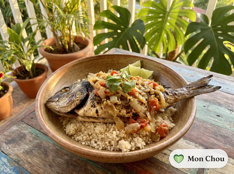 Attiéké et poisson braisé