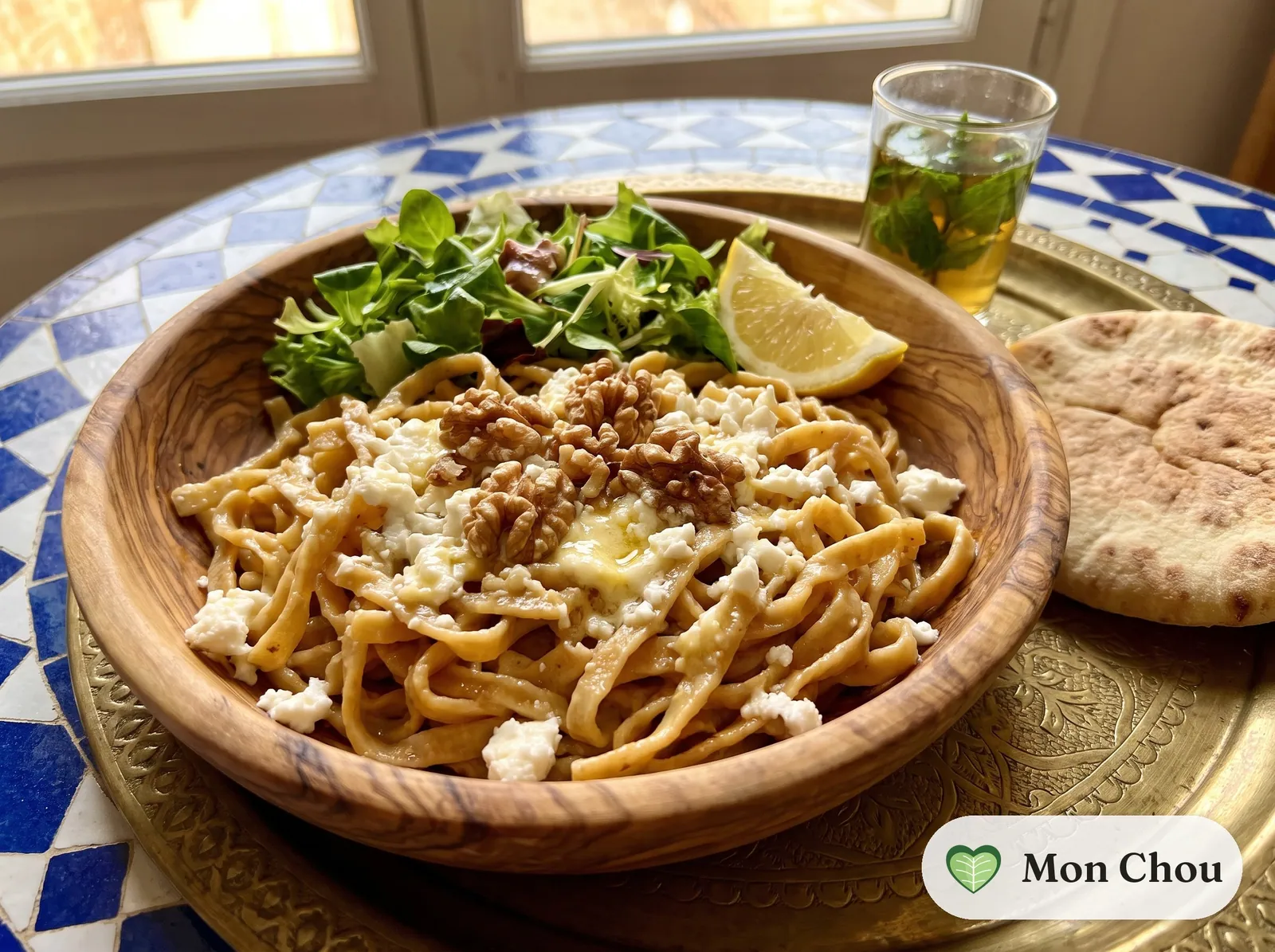 Erişte mit Käse und Walnüssen