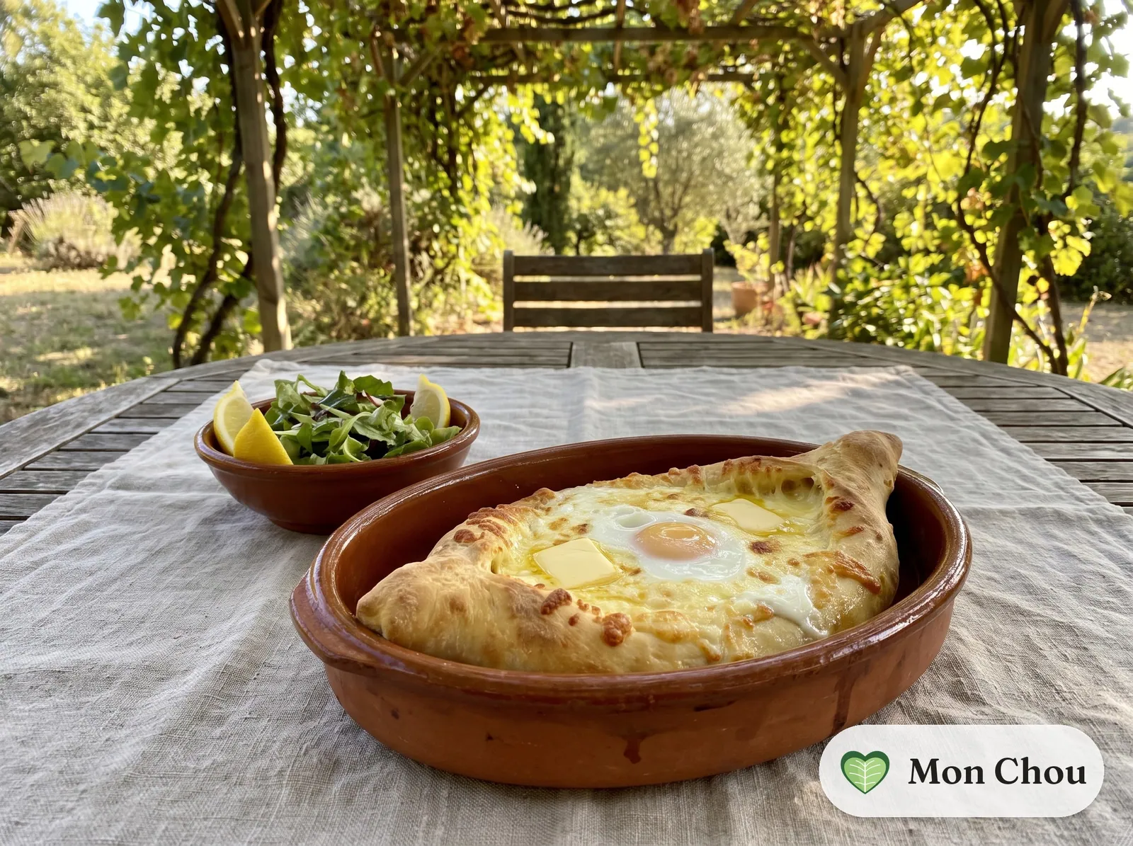 Adjarian khachapuri, cheese and egg boat bread