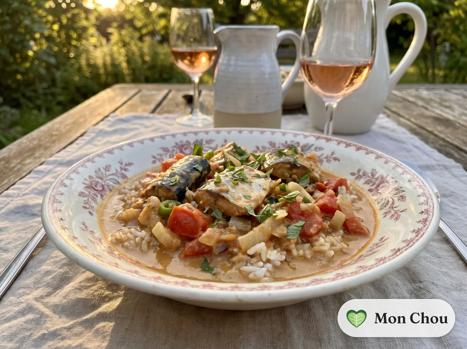Mbakhal mit Räucherfisch und Reis