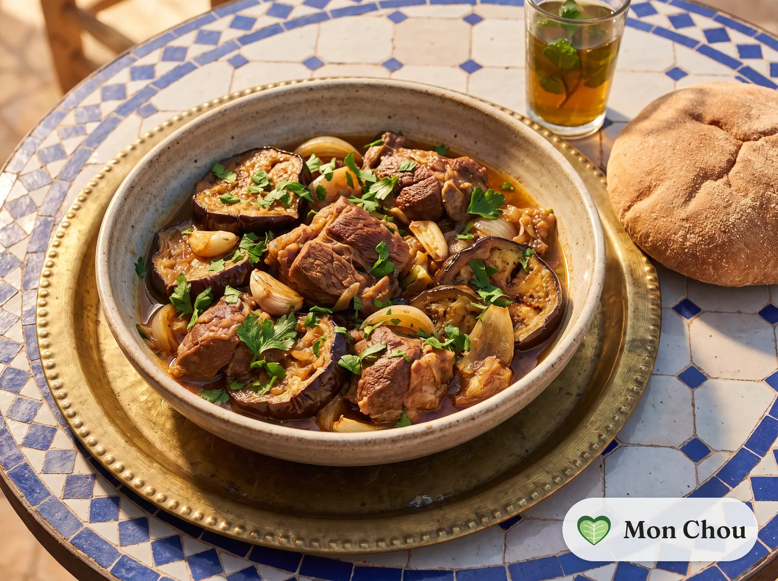 Mderbel d&rsquo;aubergines à l&rsquo;agneau