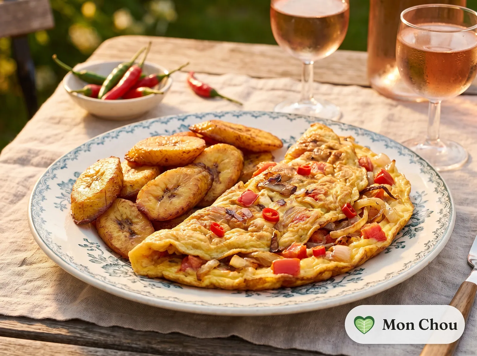 Alloco et omelette aux oignons