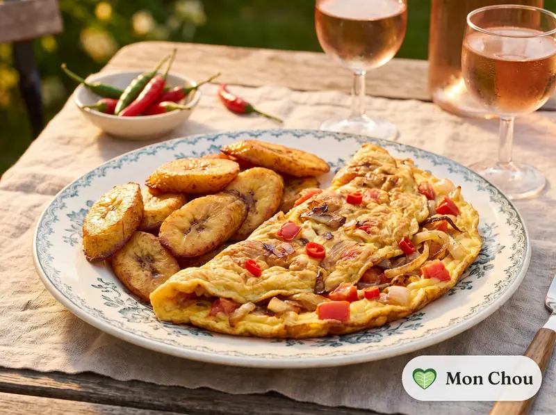 Alloco et omelette aux oignons