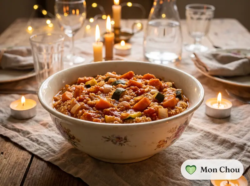 Fonio aux légumes et sauce tomate