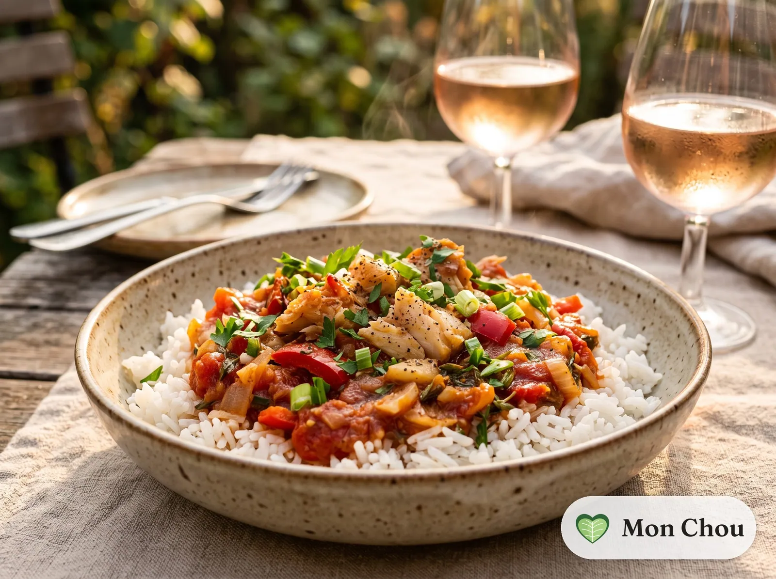 Makayabu with tomato sauce and rice