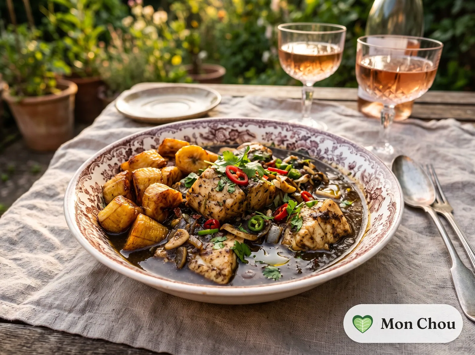 Mbongo tchobi et plantains