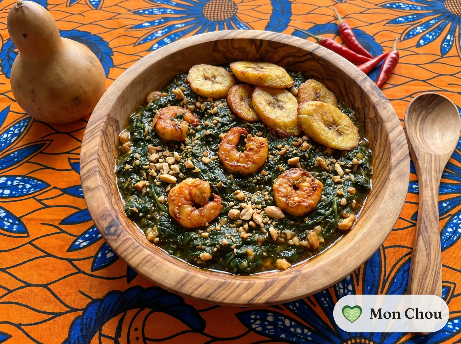 Ndolé aux crevettes et plantains