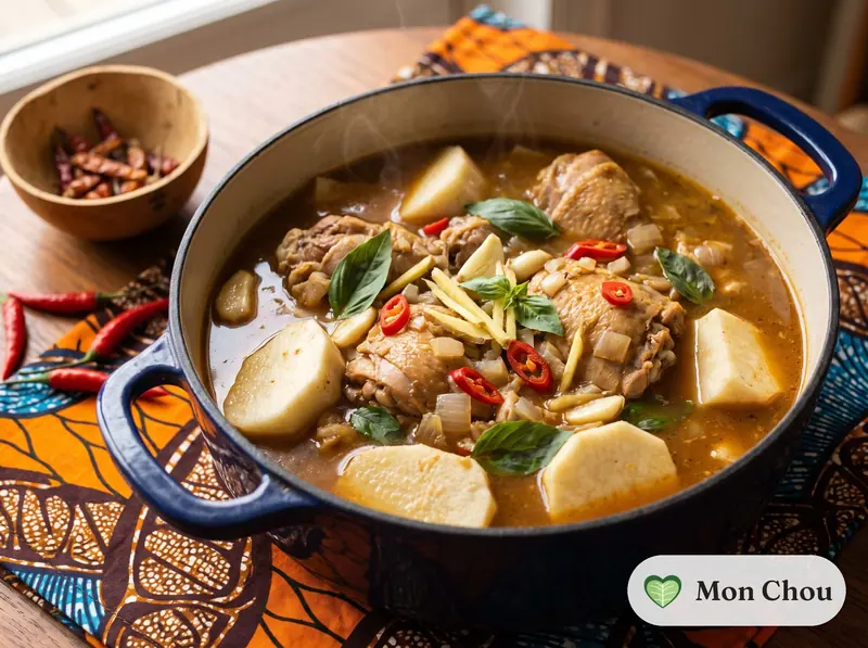 Nigerianische Pepper Soup mit Huhn und Yamswurzel
