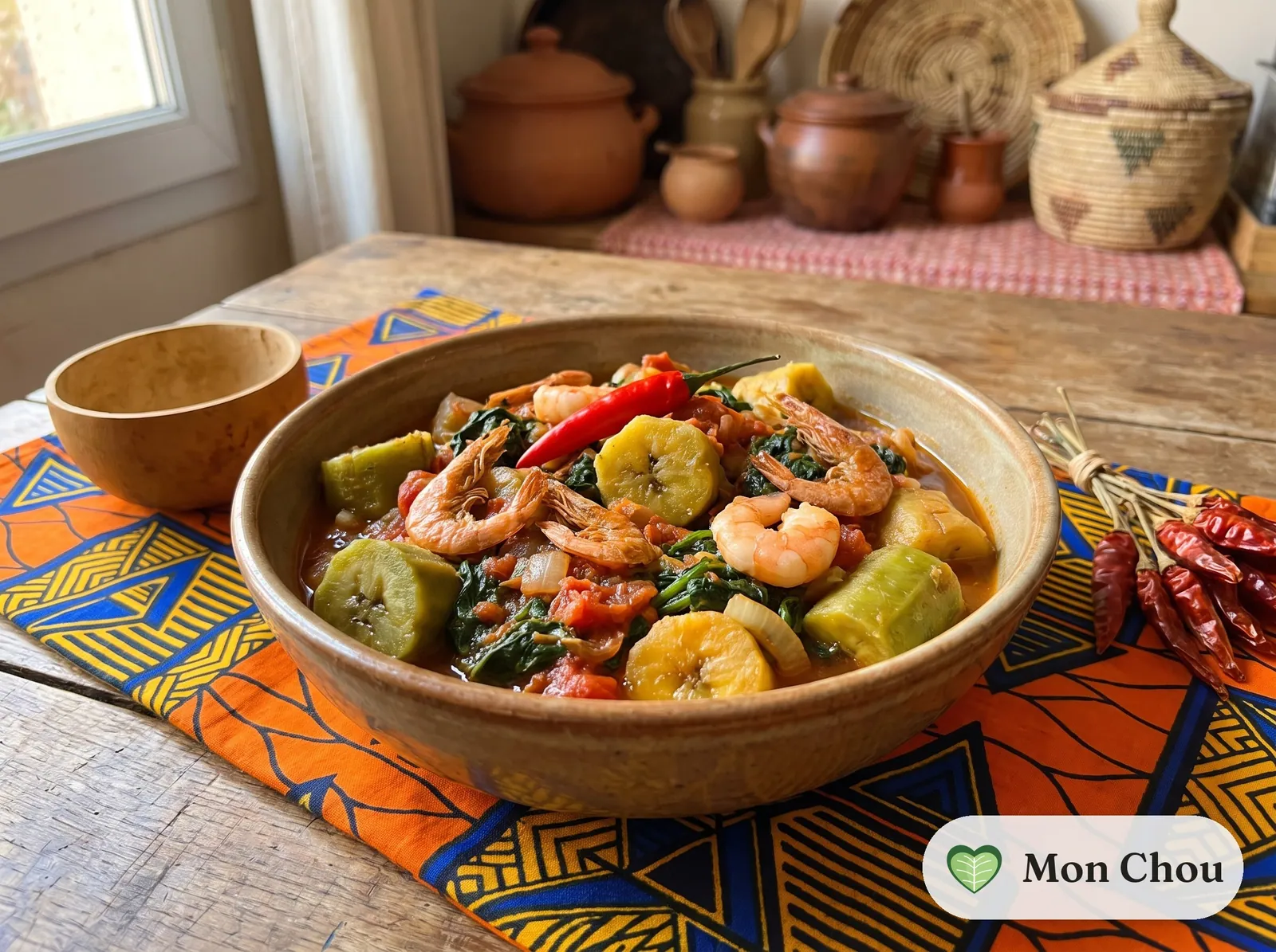 Plantains malaxés aux crevettes séchées