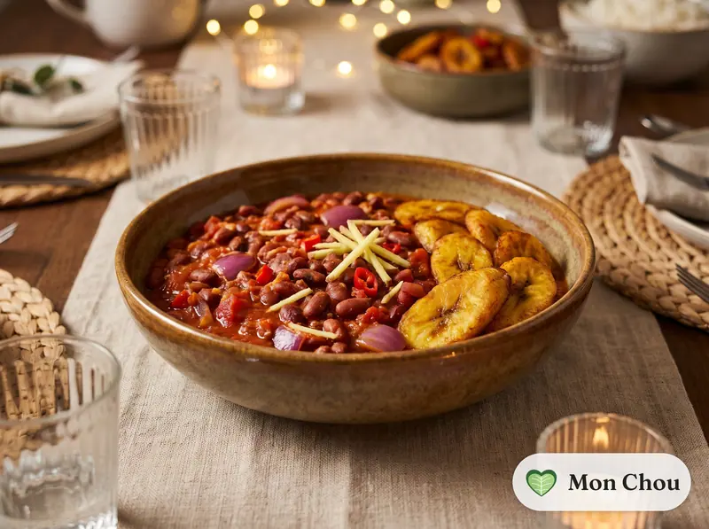 Red red, haricots et plantains frits