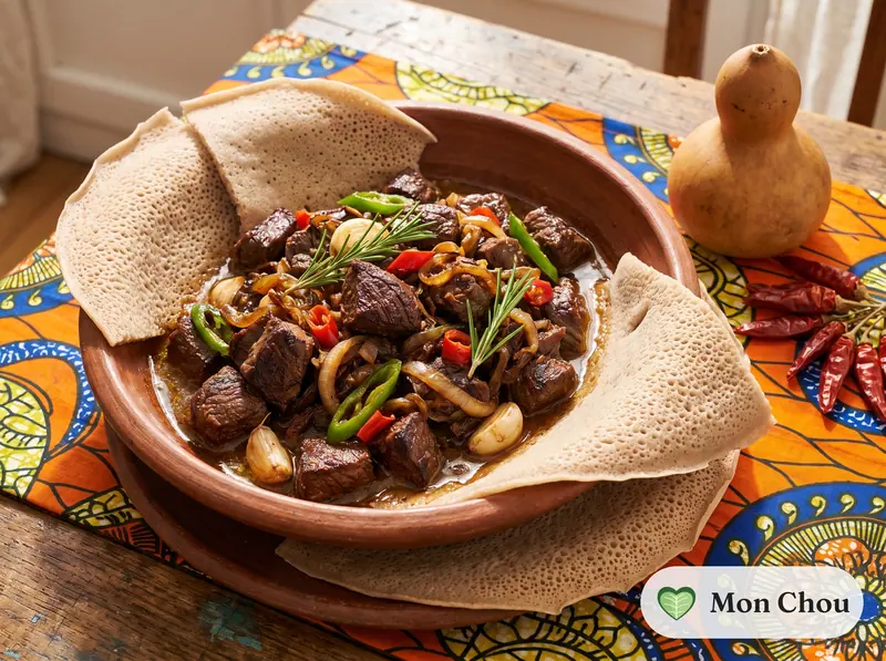 Tibs de bœuf et injera