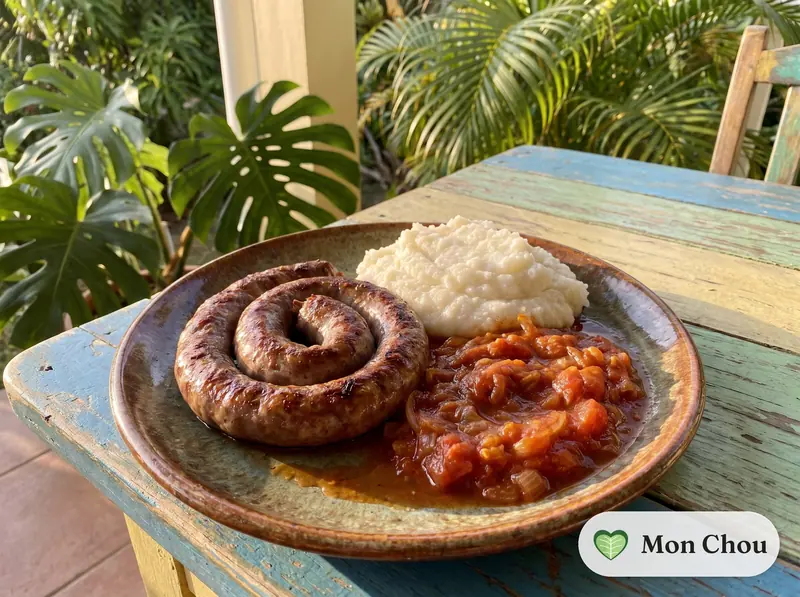 Boerewors, pap et sauce tomate