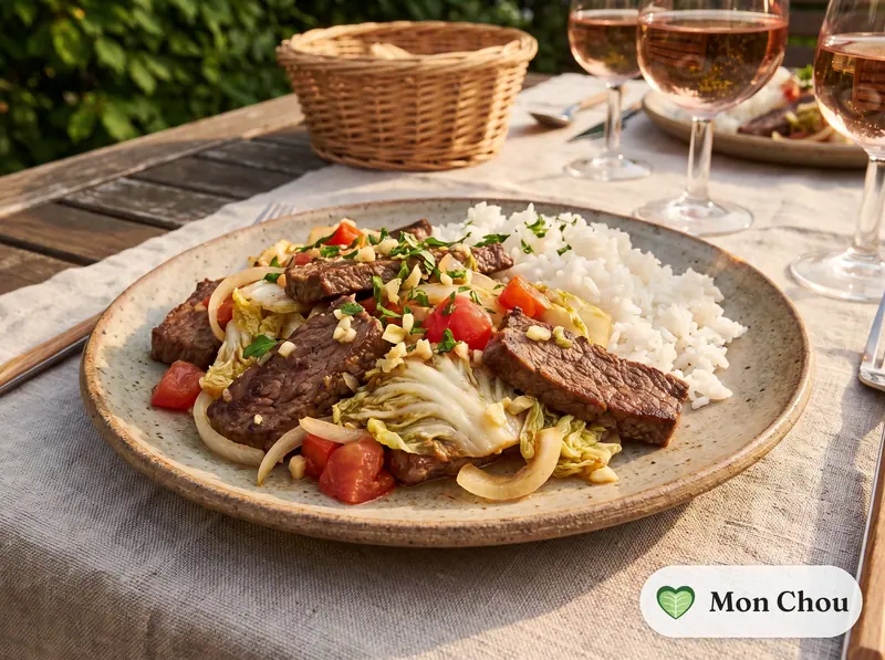 Bœuf au pe-tsaï et riz