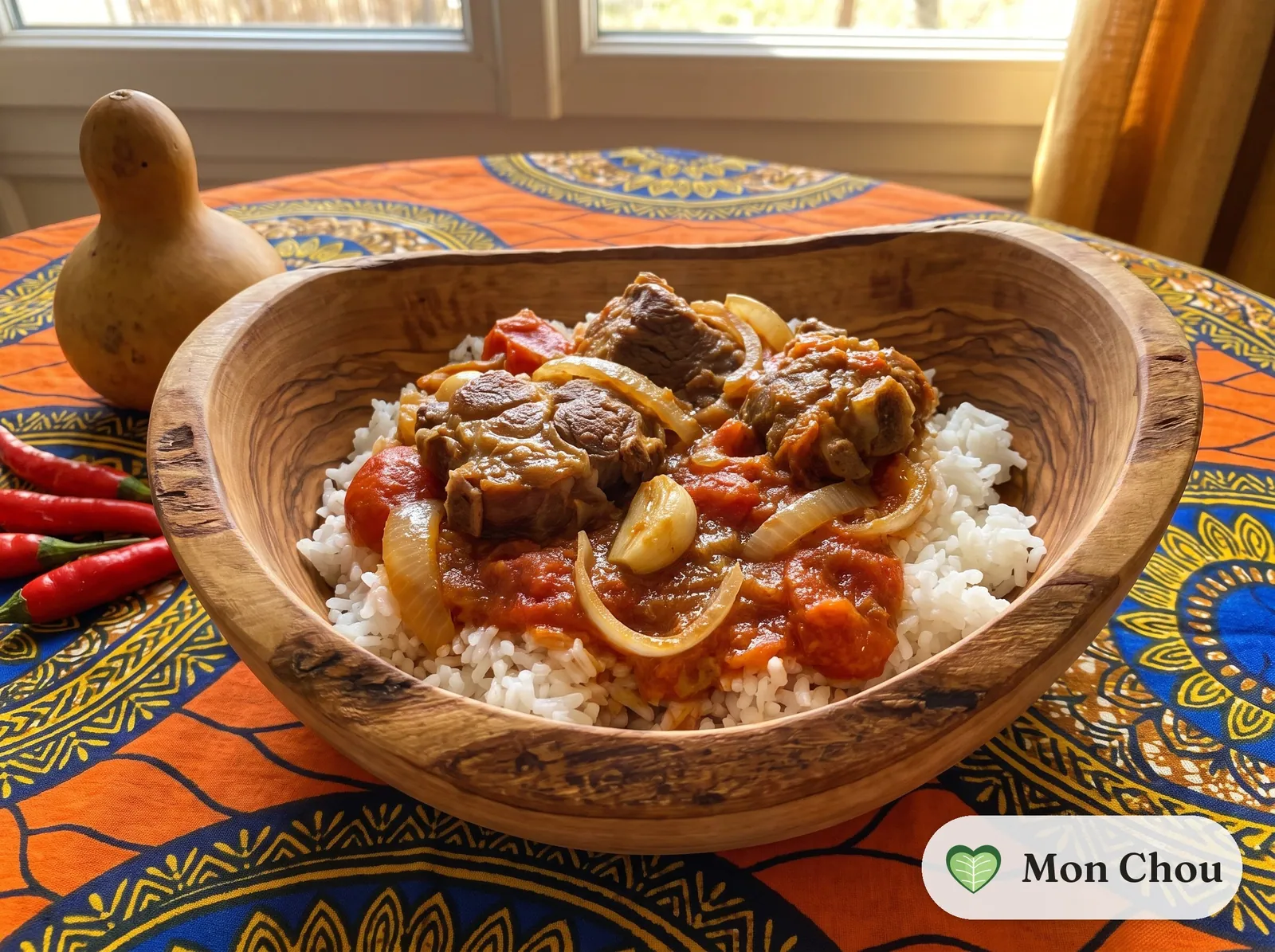 Bredie de tomates à l&rsquo;agneau et riz