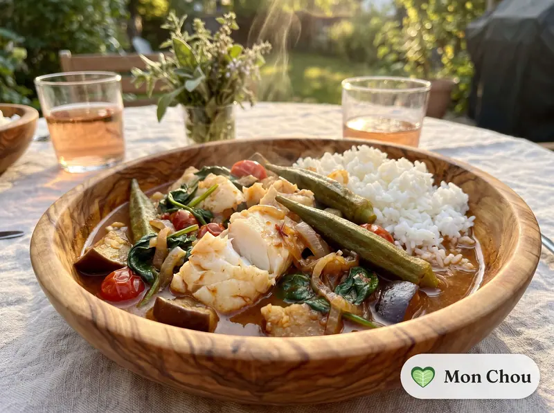 Calulu fish stew with rice