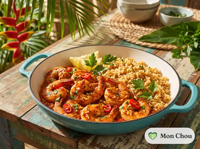 Crevettes piri-piri et riz