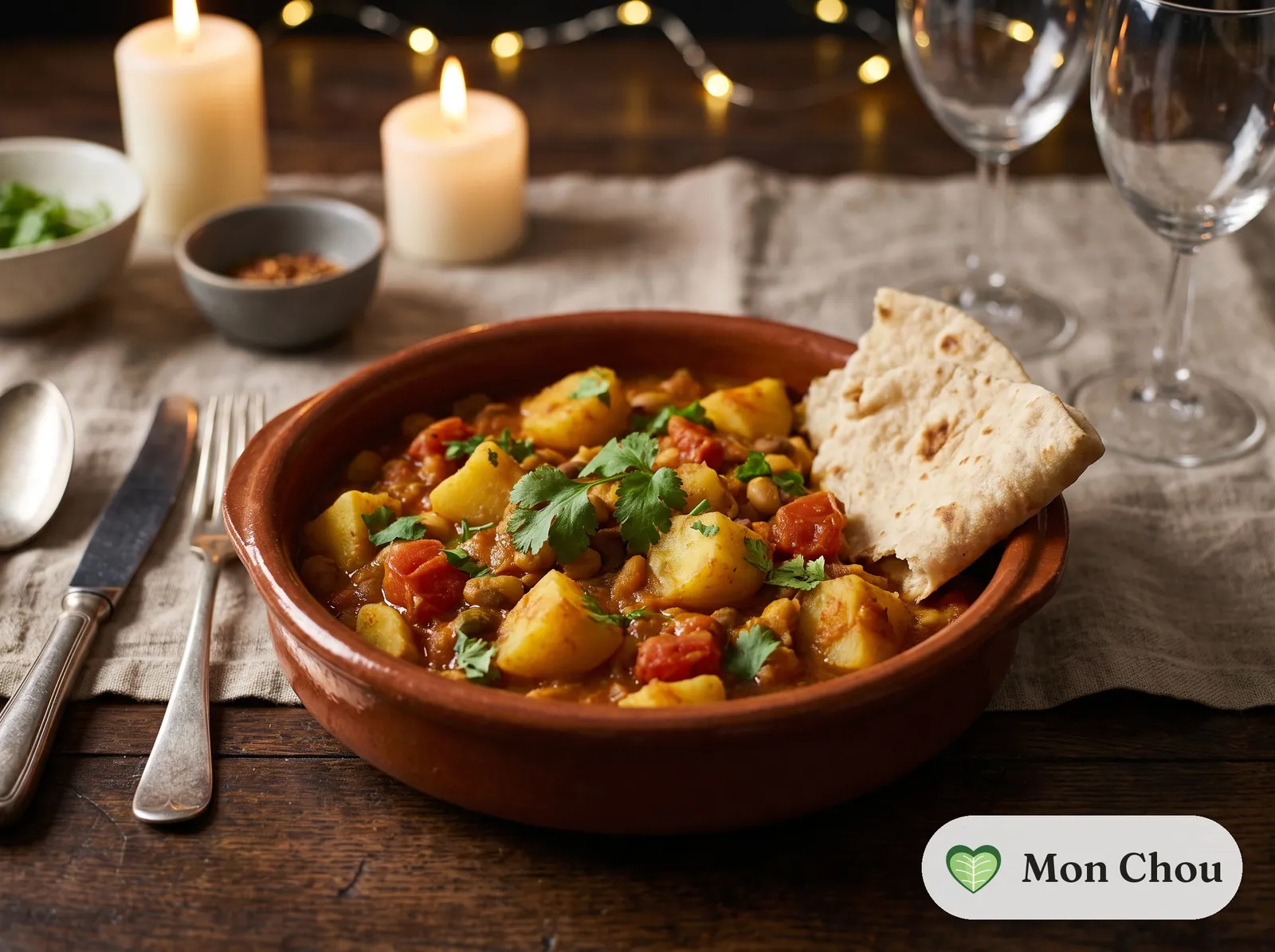 Curry de haricots à la durbanaise et roti