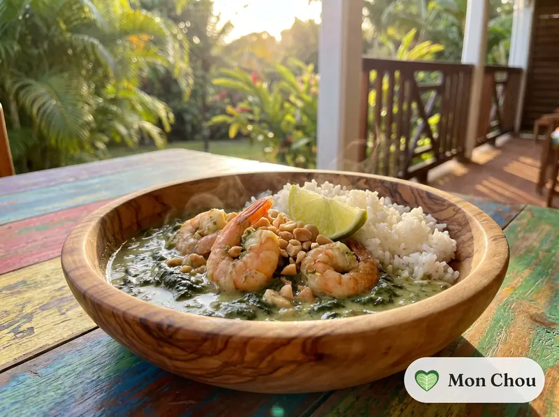 Matapa aux crevettes et riz