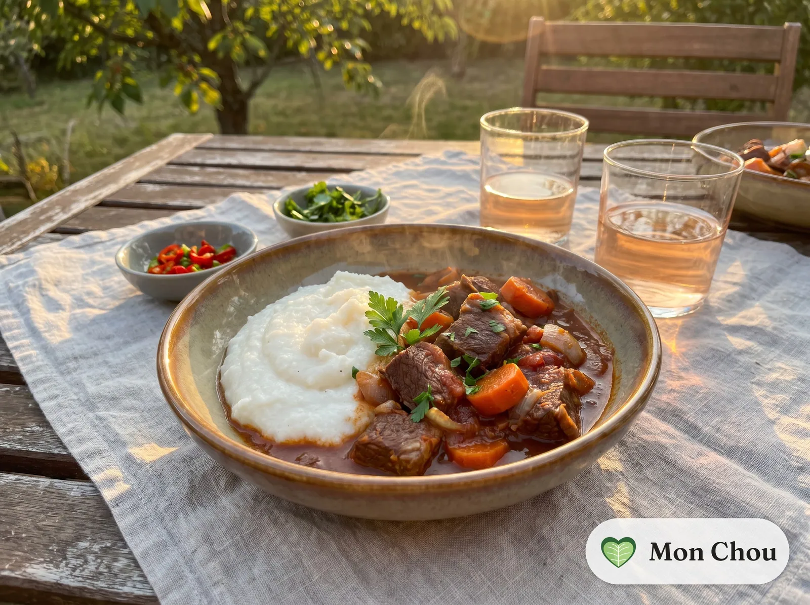 Sadza et ragoût de bœuf