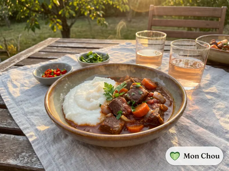 Sadza et ragoût de bœuf