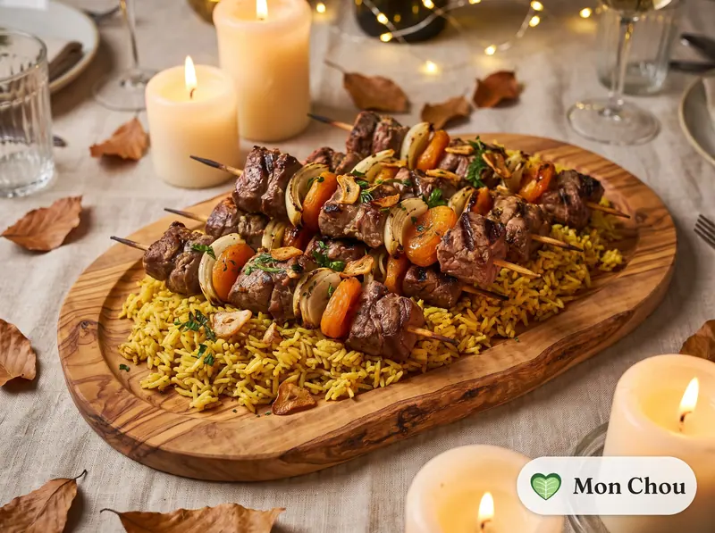 Sosaties d&rsquo;agneau et riz
