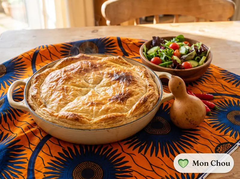 Tourte au poulet sud-africaine et salade