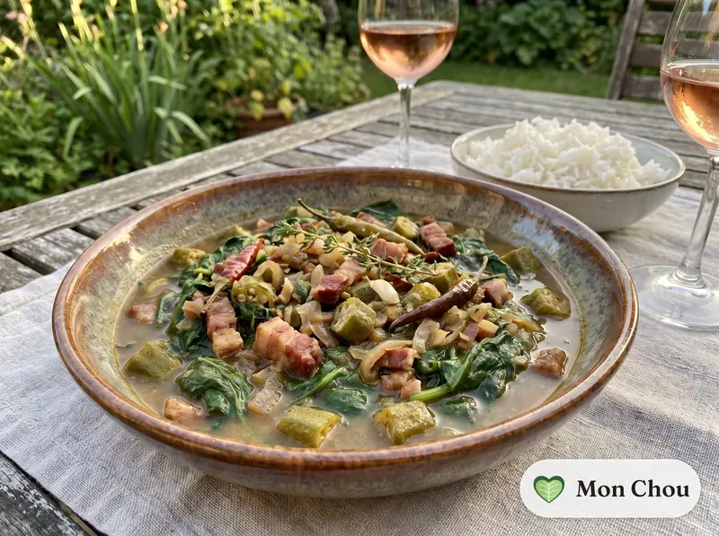 Calalou au lard et riz