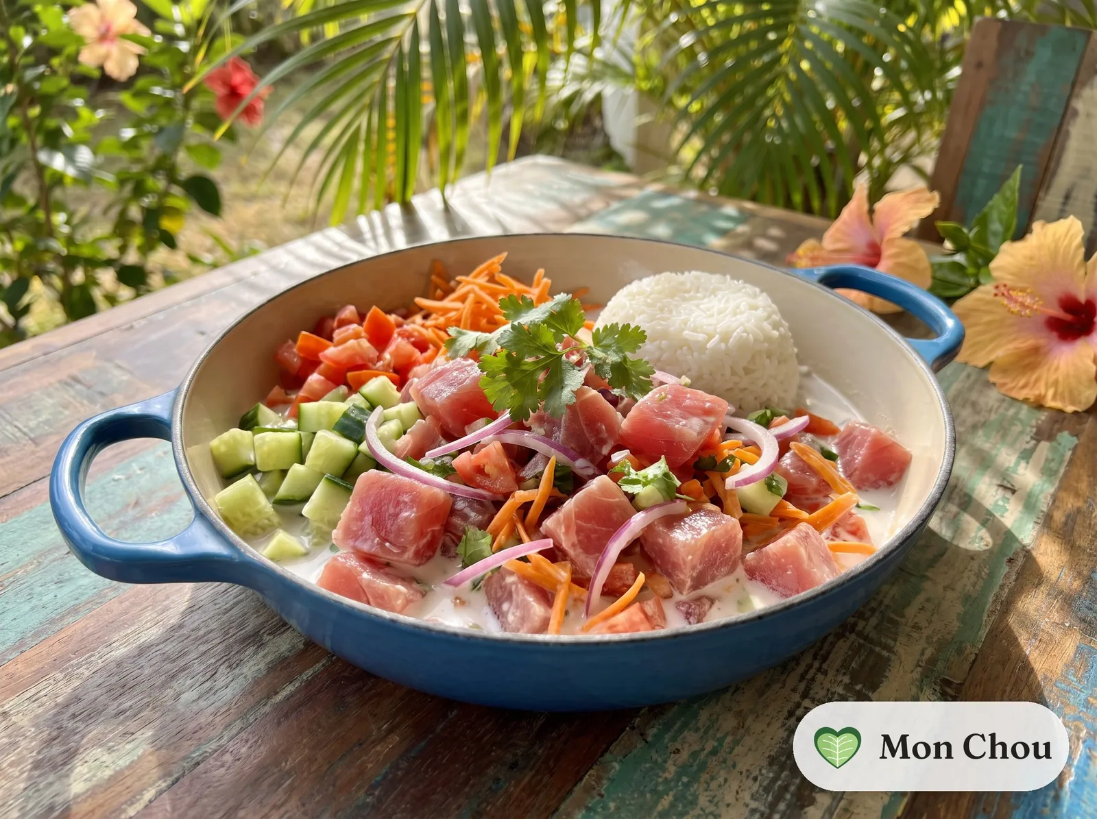 Poisson cru à la tahitienne et riz