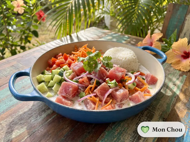 Poisson cru à la tahitienne et riz