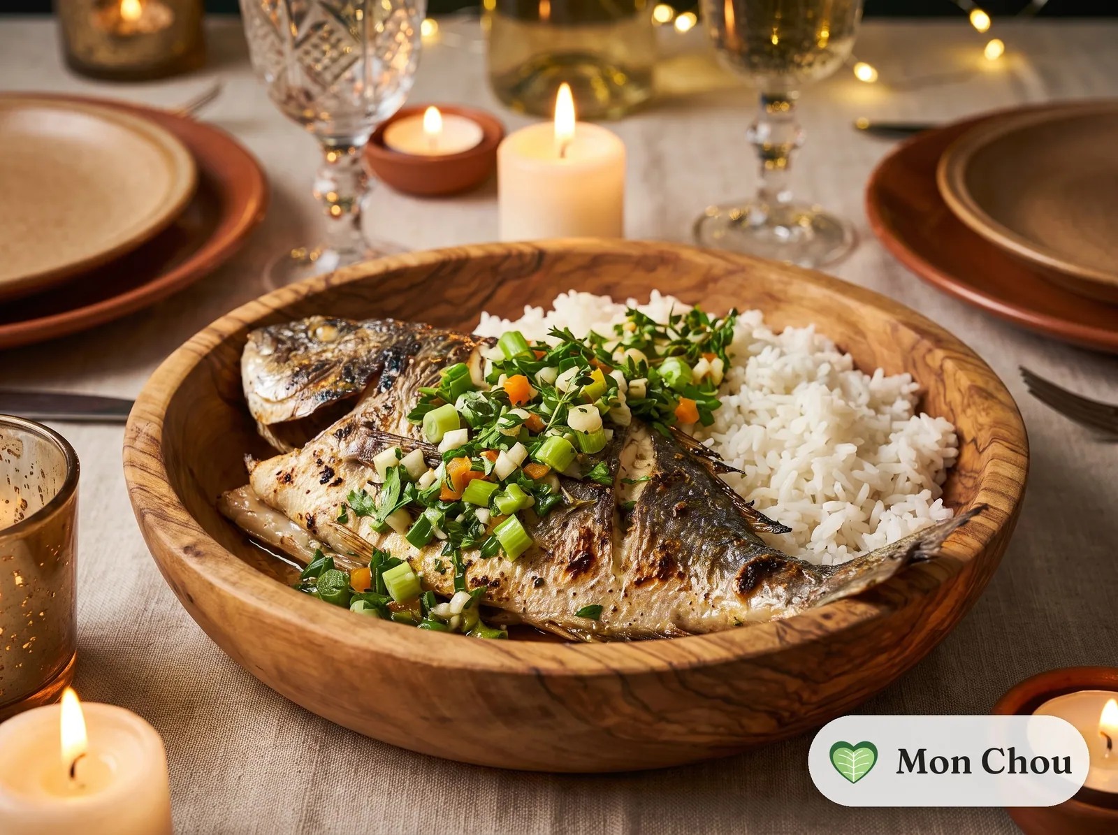 Poisson grillé sauce chien et riz