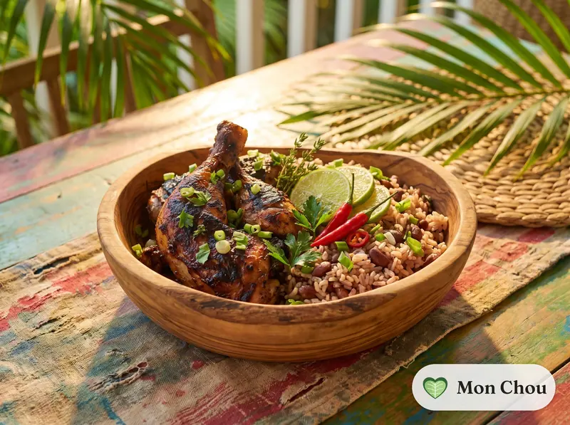Poulet boucané et riz