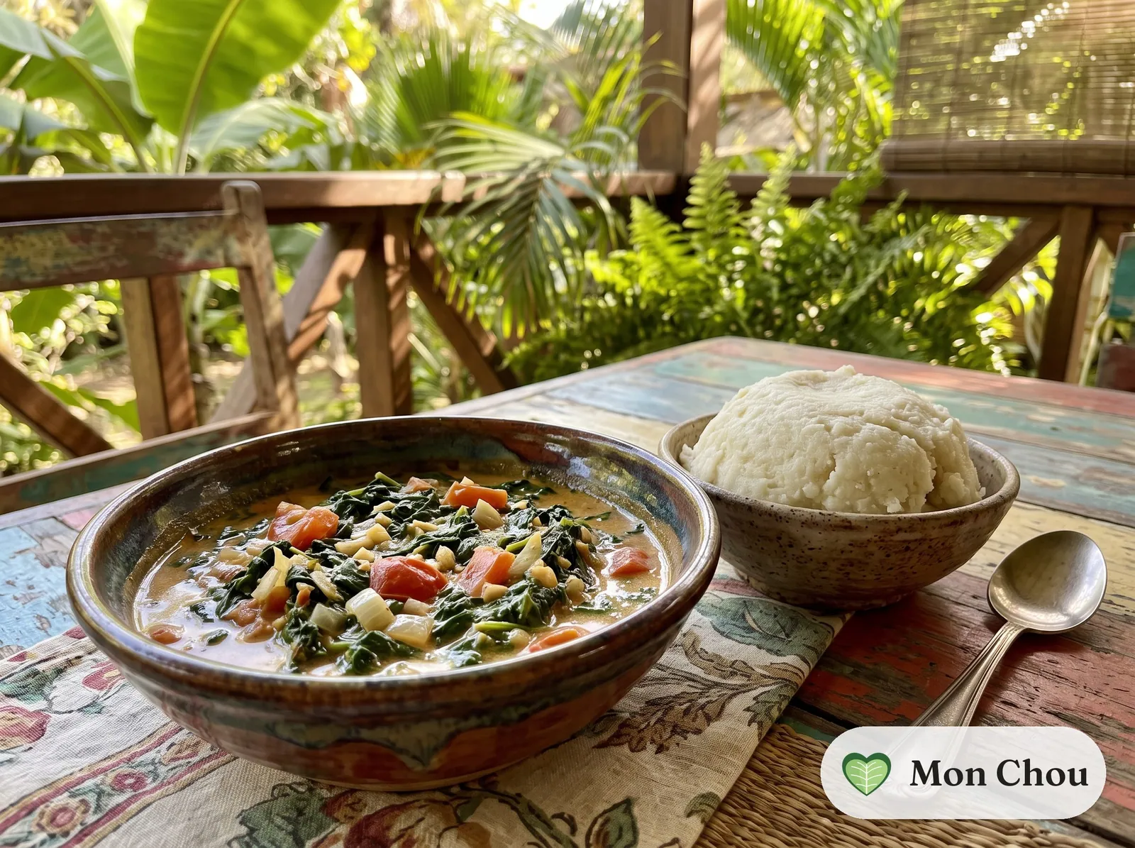 Coconut mchicha with ugali