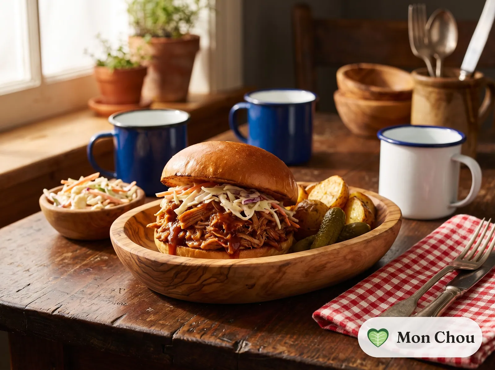 Pulled pork en burger et coleslaw