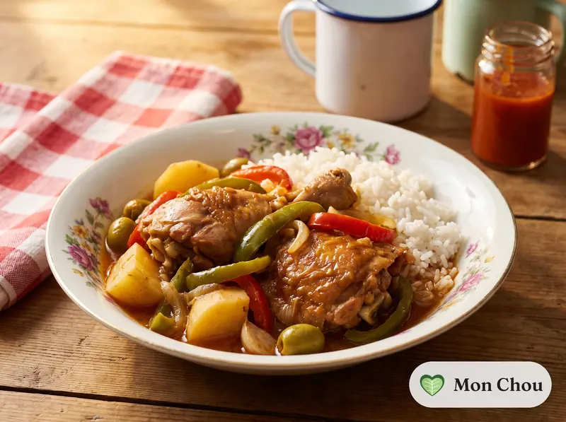 Fricassé de poulet à la cubaine et riz