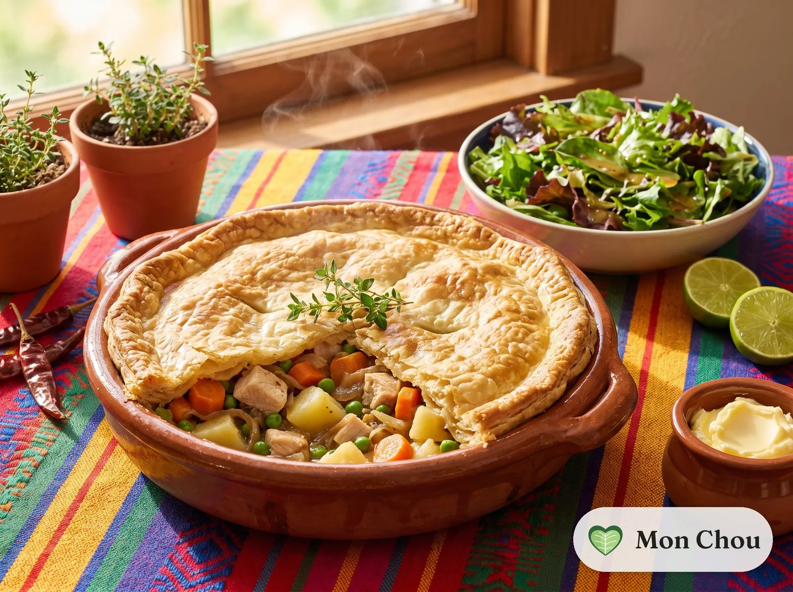 Pâté au poulet et salade verte