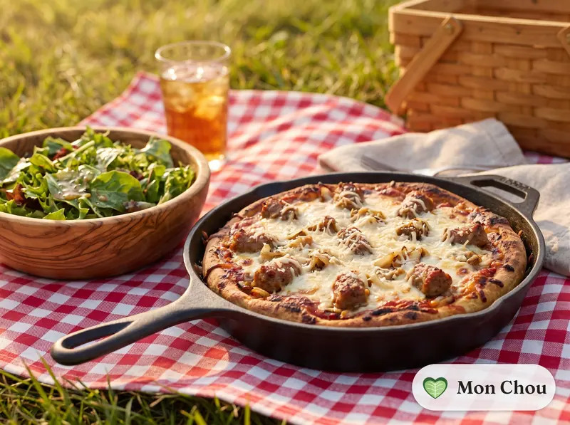Pizza deep dish façon Chicago et salade