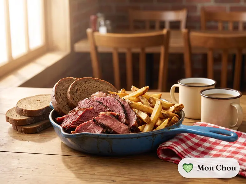 Sandwich à la viande fumée de Montréal et frites