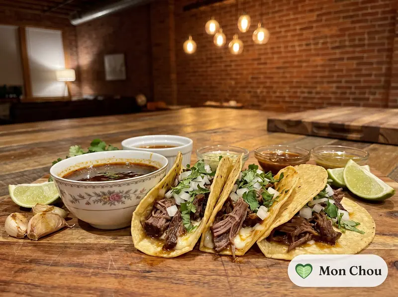 Tacos de birria et consommé
