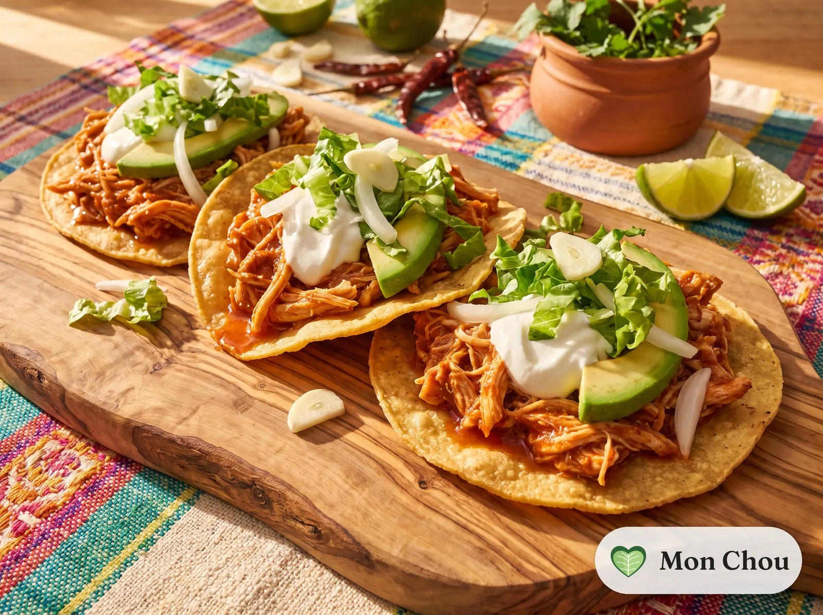 Chicken tinga on tostadas