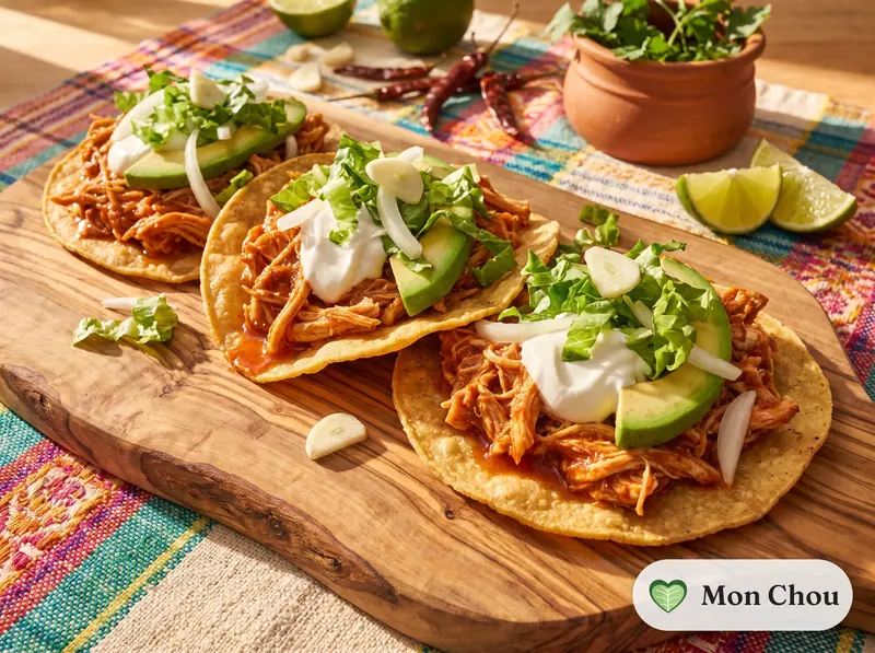 Tinga de poulet sur tostadas